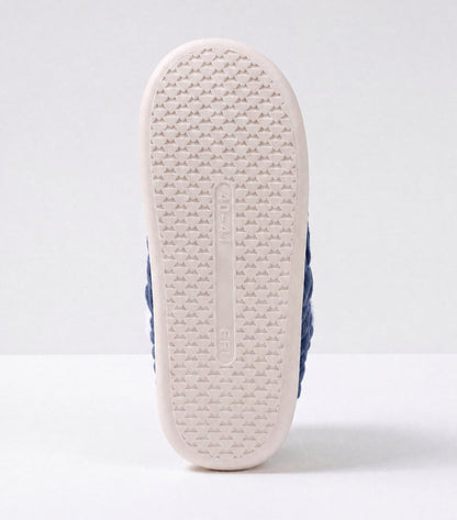 Chaussons moelleux Corella bleu, semelle antidérapante