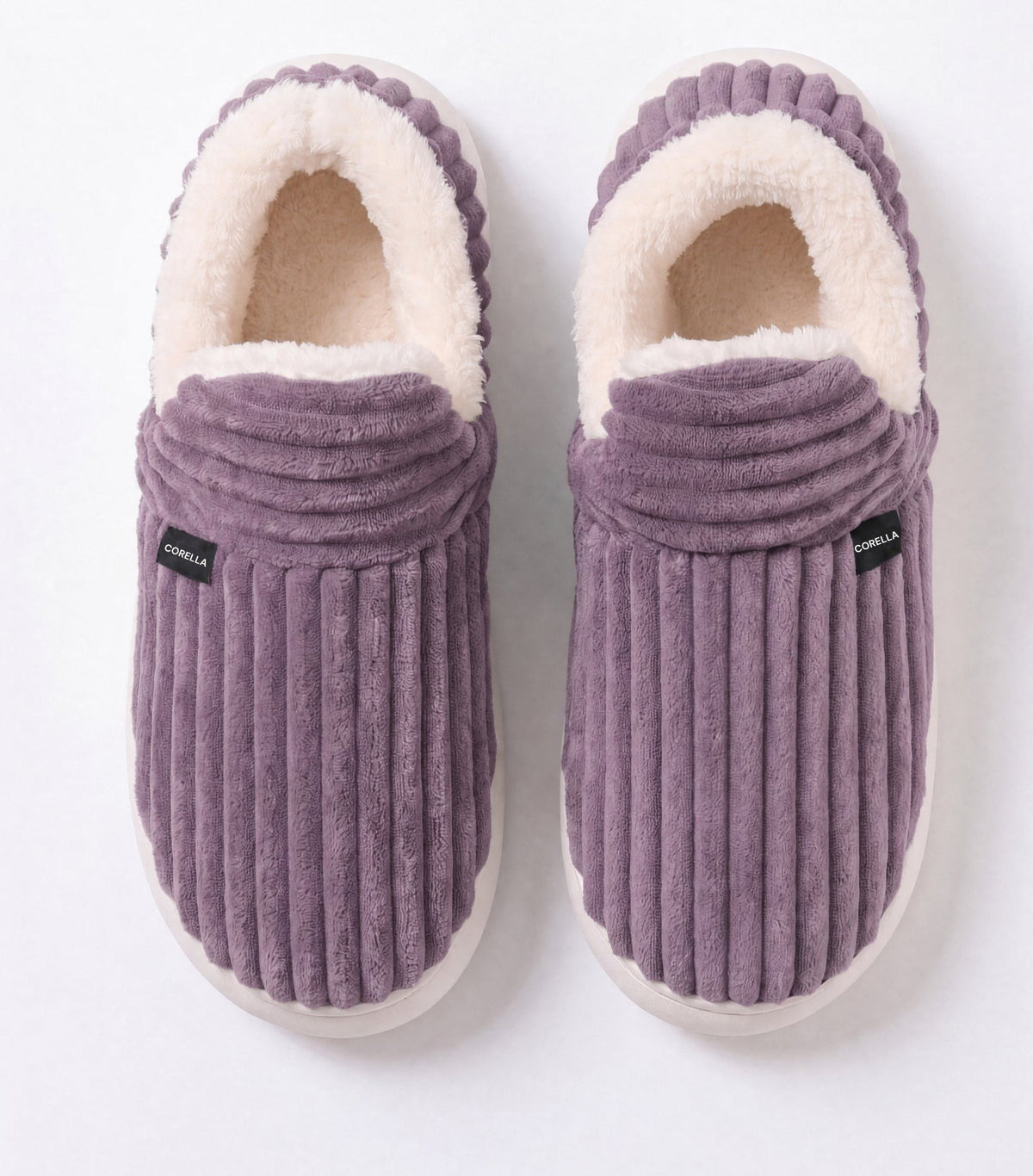 Chaussons moelleux Corella violet, vus de dessus