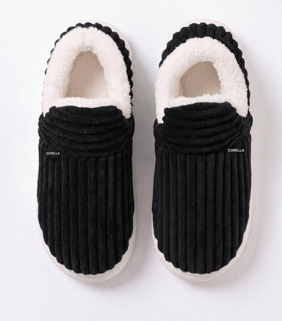 Chaussons moelleux Corella noir, vus de dessus