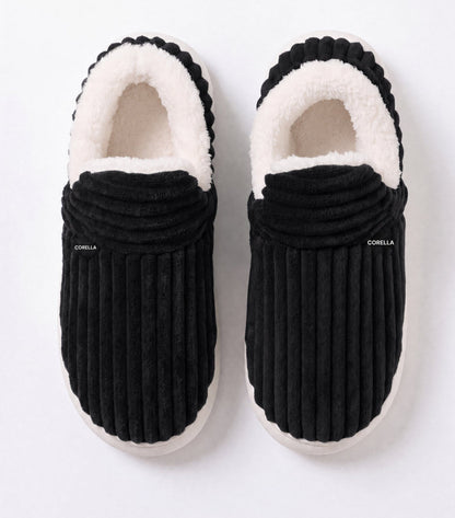 Chaussons moelleux Corella noir, vus de dessus