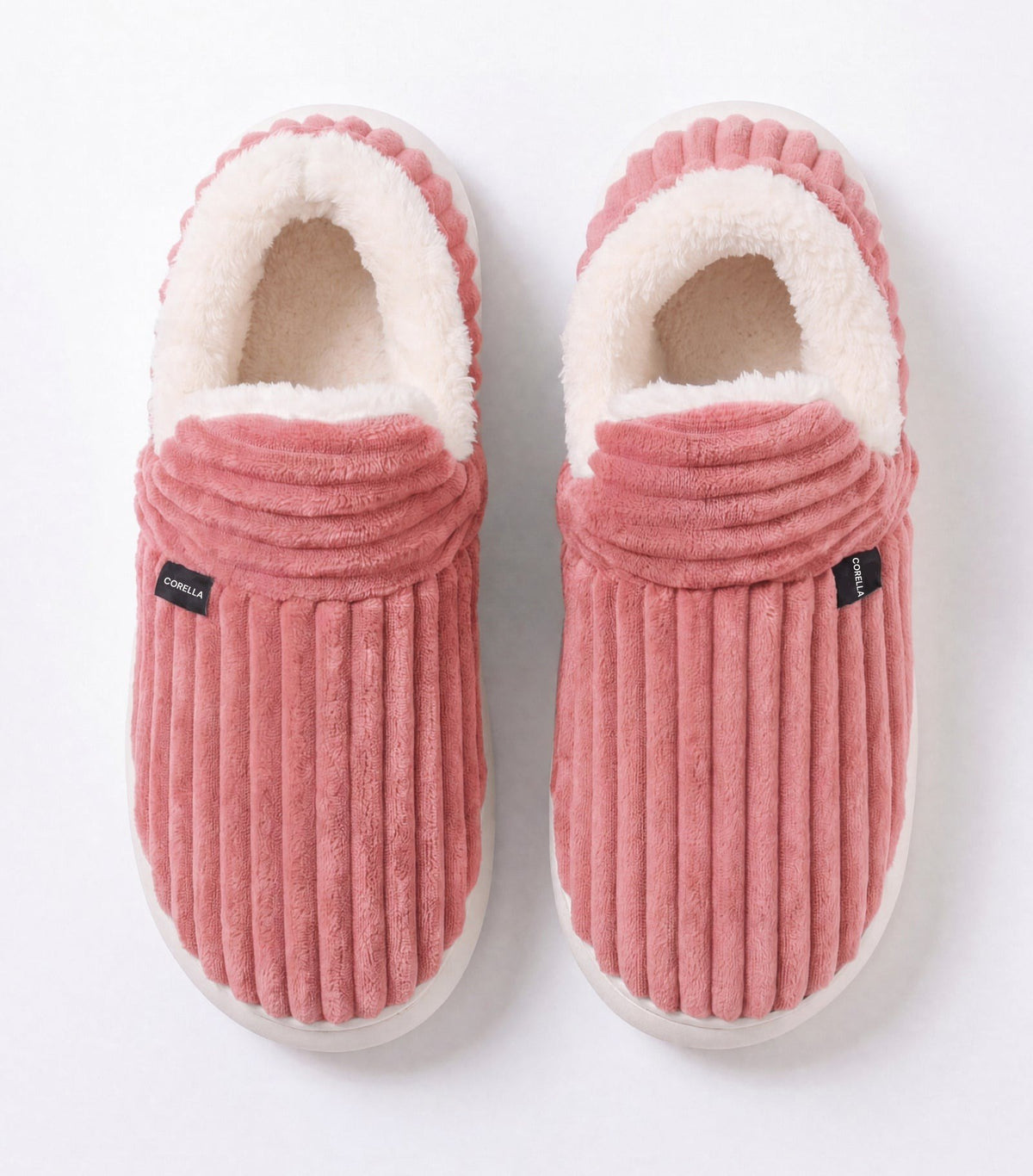 Chaussons moelleux Corella rose, vus de dessus