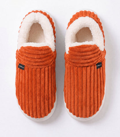 Chaussons moelleux Corella orange, vus de dessus