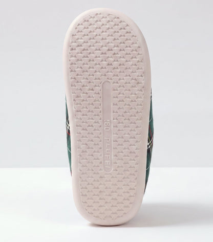 Chaussons moelleux Corella tartan vert, semelle antidérapante