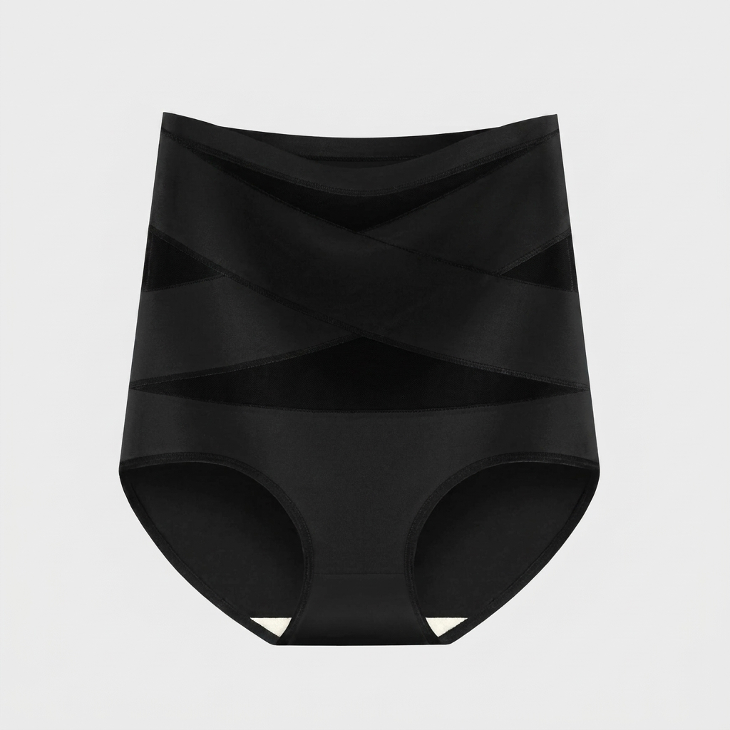 Culotte sculptante taille haute Corella en noir, vue de face