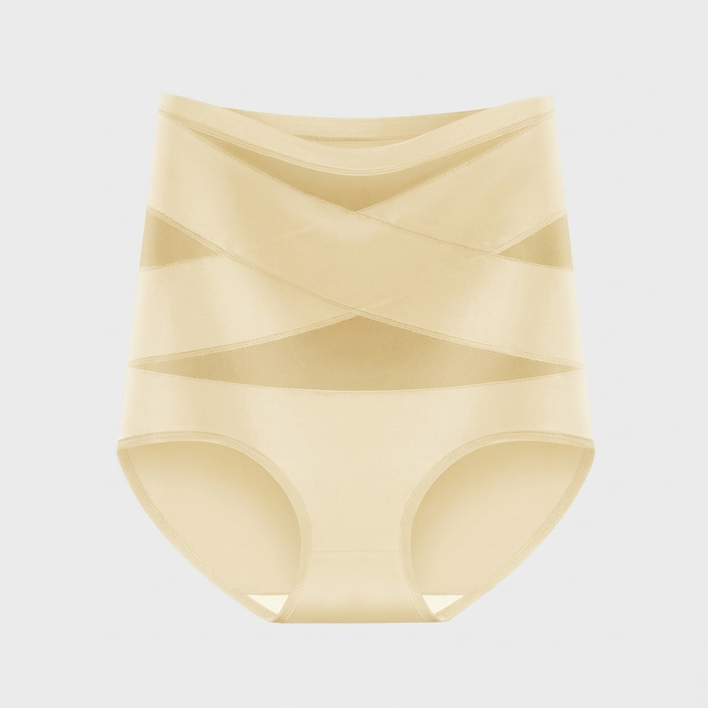 Culotte sculptante taille haute Corella en beige, vue de face