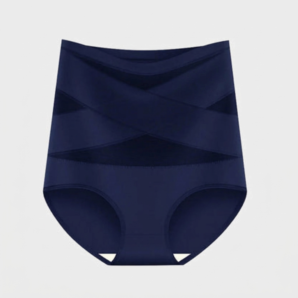 Culotte sculptante taille haute Corella en bleu marine, vue de face